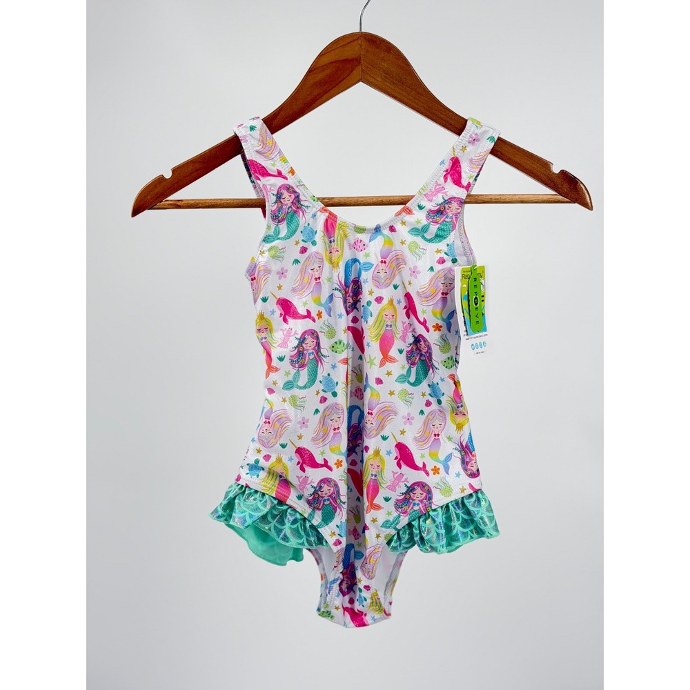 Flap Happy Girls 7 Mermaid Rash Guard One Piece Swimsuit Set UPF 50 NWT - Picture 4 of 9
